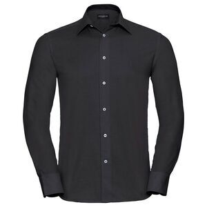 Russell Collection Mens Oxford Easy-Care Tailored Long-Sleeved Shirt / Black
